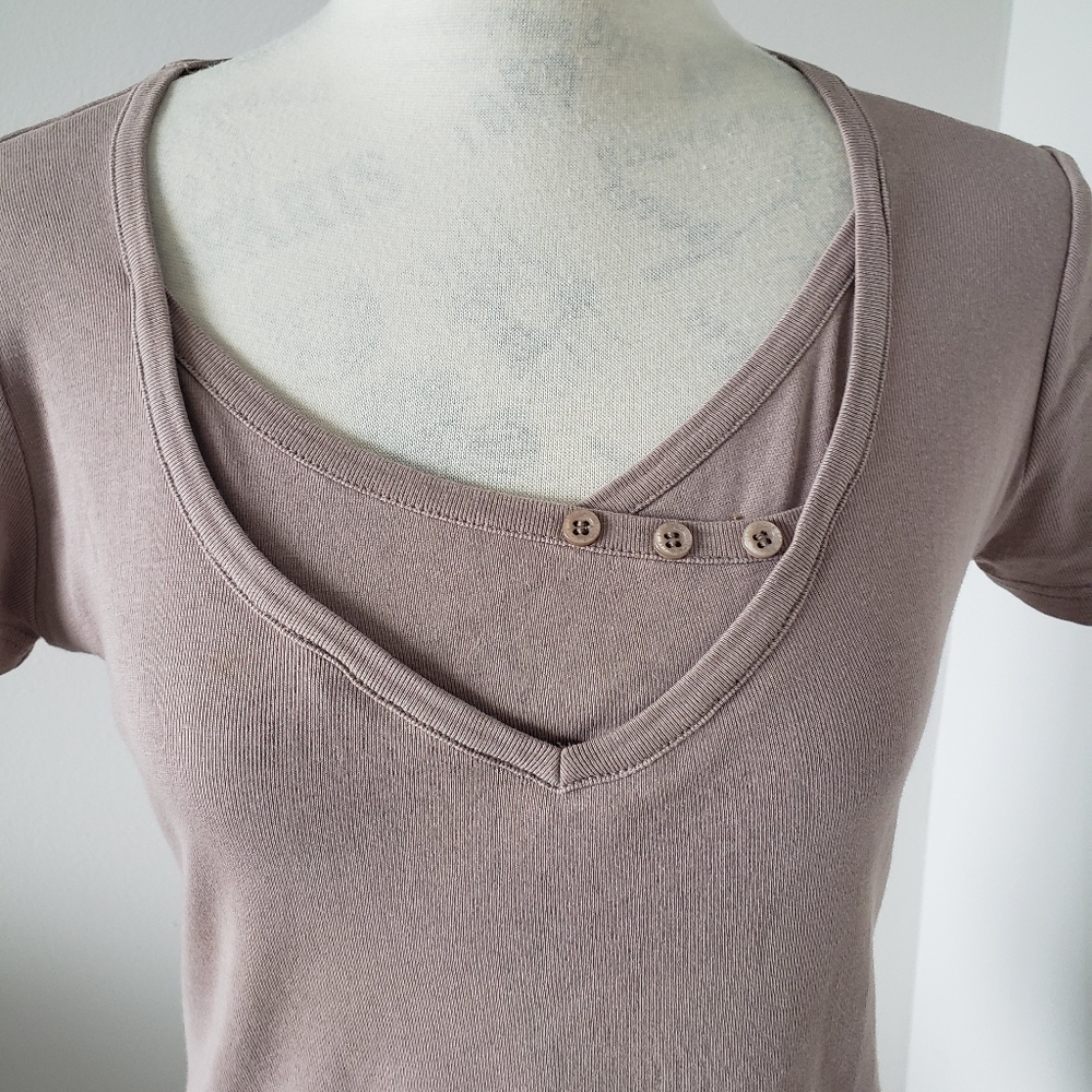 💐 cote anglaise tee size small beige/camel 100% cotton 💐 - Picture 2 of 4